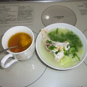 鯛のあらと白菜のスープ